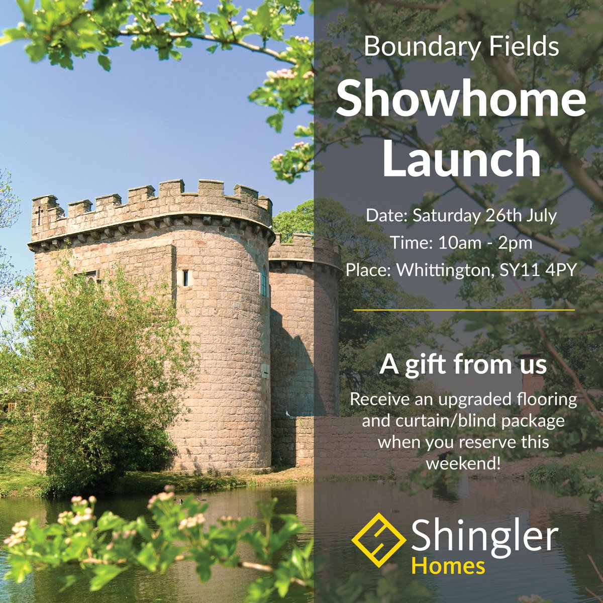Our Showhome launch is this weekend! 🏡

Reserve this weekend, and receive a fabulous upgraded flooring and curtain/blind package on us!! ✨

Contact us today:
✉ donna.kimberley@shinglergroup.co.uk
📞 01939 291082 / 07487 822645
 🌐shinglerhomes.co.uk/developm.../bo…