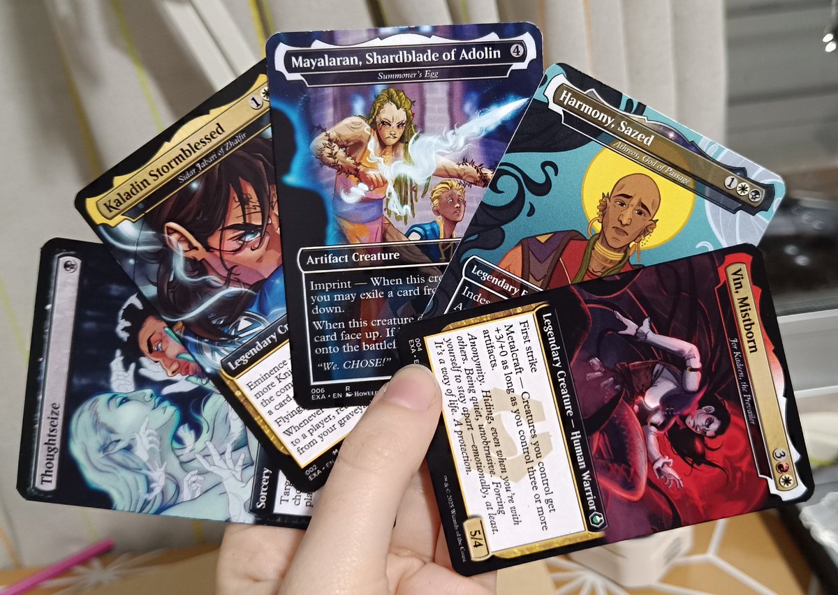 howuld1's tweet image. Como los proxis triunfaron bastante en el celsius, he decidido volver a hacer más stock.
Así que si queréis comprar alguno es vuestra oportunidad ✨👀
Una carta: 3€ / Pack de 5: 12€
+ Gastos de envío.
#magic #comander #cosmere