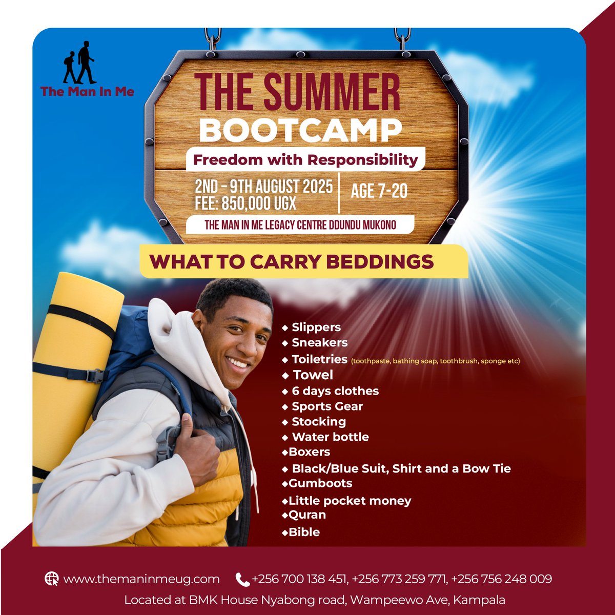 Maninme_ug's tweet image. Know any international school student / Students planning to Join University looking for something exciting this summer? Tag them or give us a call it’s going to be a long holiday, and we’ve got just the thing to make it unforgettable
#TheManinMe #SummerBootCamp
#Mentorship…