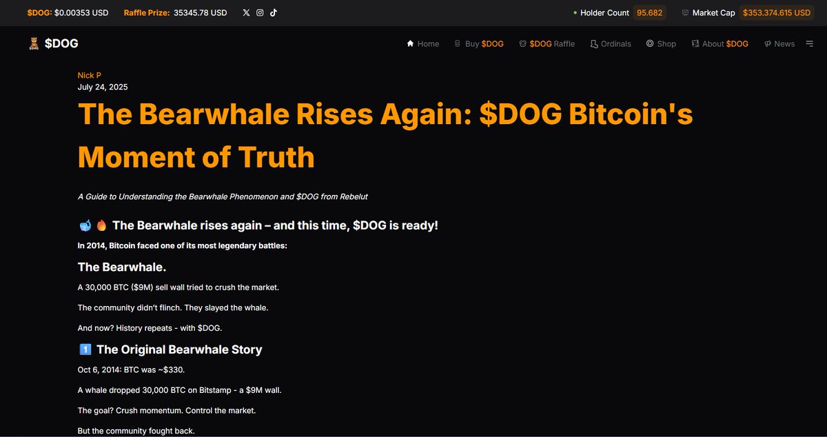 $DOG of bitcoin <a href="/DogOfBitcoin/">$DOG</a> just published The BEARWHALE battle 👇

dogofbitcoin.com/dog-news-updat… 

Thank´s for the credits guys <a href="/30Npres/">ᚴᚭᛓᛁ420 🧡 $DOG + Kraken</a> . You are doing an awesome job!🙏🙏🙏

x.com/rebelut_btc/st…