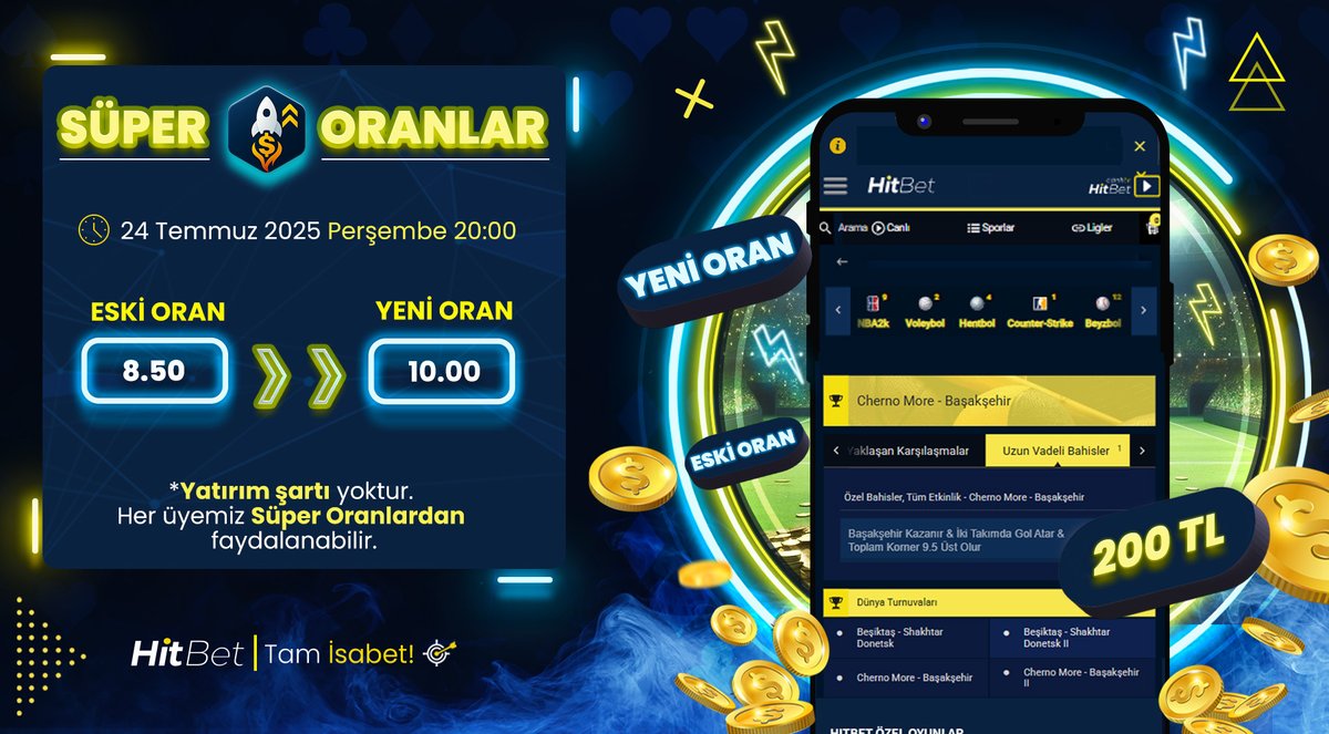 HitbetcomResmi's tweet image. 👑Hitbet Üyelerine Özel Günün Süper Oranları 

⏰24.07.2025 Son Katılım Saati 20:00 

⚡️Süper Oran : 10.00 

💸 Max Bahis : 200₺ 

💌 Yatırım şartı yoktur. Her üyemiz süper oranlardan faydalanabilir. 

➡️Bahse Git: h.t2m.io/YuksekOran-Hit

 🎯#Hitbet #Tamisabet