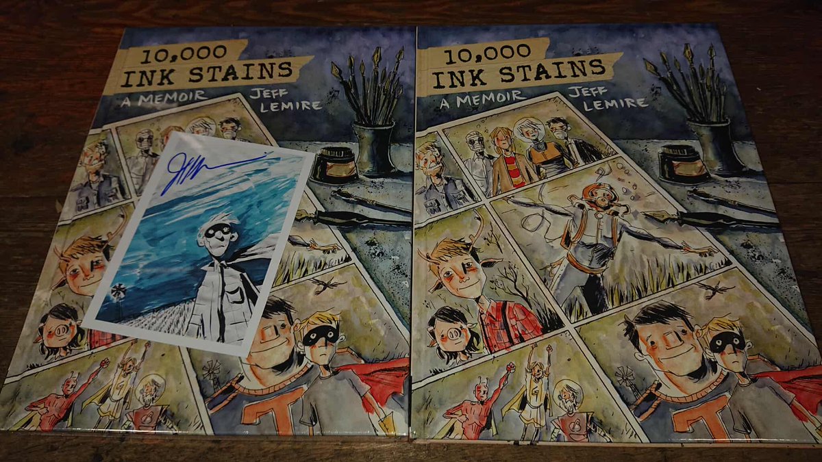 OKComics's tweet image. If you were planning to get 10,000 Ink Stains, the #JeffLemire autobio memoir, why not get it from the place that has an exclusive signed bookplate.
Blending personal memoir, comics history and behind the scenes of his storytelling process.. okcomics.co.uk/products/10-00…