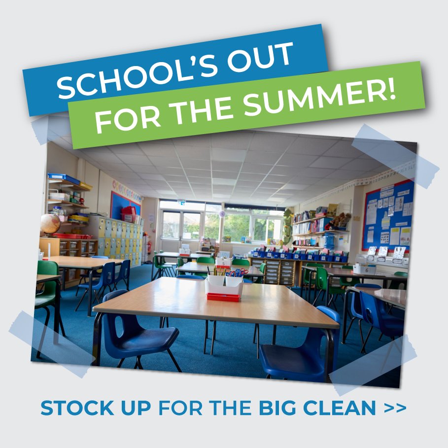 School’s out for the summer 🎒 It's time to get cleaning! 🧼🧹

From floor polishing machines to essential cleaning products, we’ve got everything you need to get your school spotless and shining before September 🧽

👉 Stock up now and beat the rush: janitorialdirect.co.uk