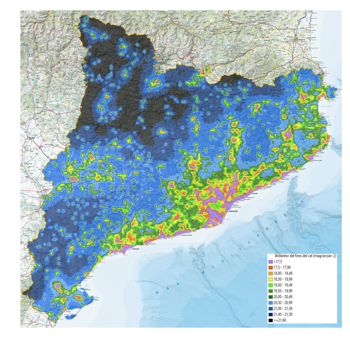transicioeco's tweet photo. 💡Publiquem el primer mapa global de la contaminació lumínica a Catalunya

📌 Un model de predicció basat en supercomputació permet avaluar la brillantor del cel nocturn

🤝 Un treball conjunt amb l' @IEEC_space Institut d’Estudis Espacials de Catalunya

👉🏻 El mapa obre la porta a millorar la planificació i la gestió ambiental i energètica de la il·luminació exteriori