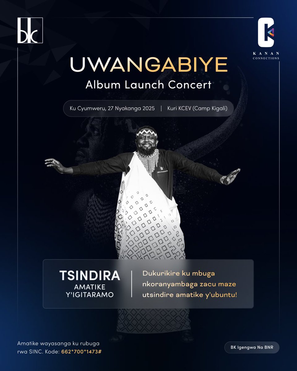 BankofKigali's tweet image. Banki ya Kigali yongeye kudususurutsa! Ubu wabona amahirwe yo kwitabira igitaramo Uwangabiye giteganyijwe kuri iki cyumweru tariki ya 27 Nyakanga 2025.
Biroroshye! Kurikira imbuga nkoranyambaga zacu zose maze unamenyeshe (tag) incuti zawe, ubundi ube umwe mu banyamahirwe…