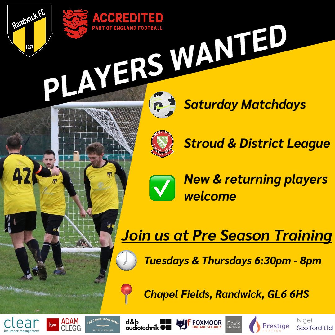 RandwickFC's tweet image. We’re looking to add to our squad ahead of the new season 👀

If you’re looking for a new challenge or to get back into football, come along to training or contact us through our social media ⚽️🟡⚫️