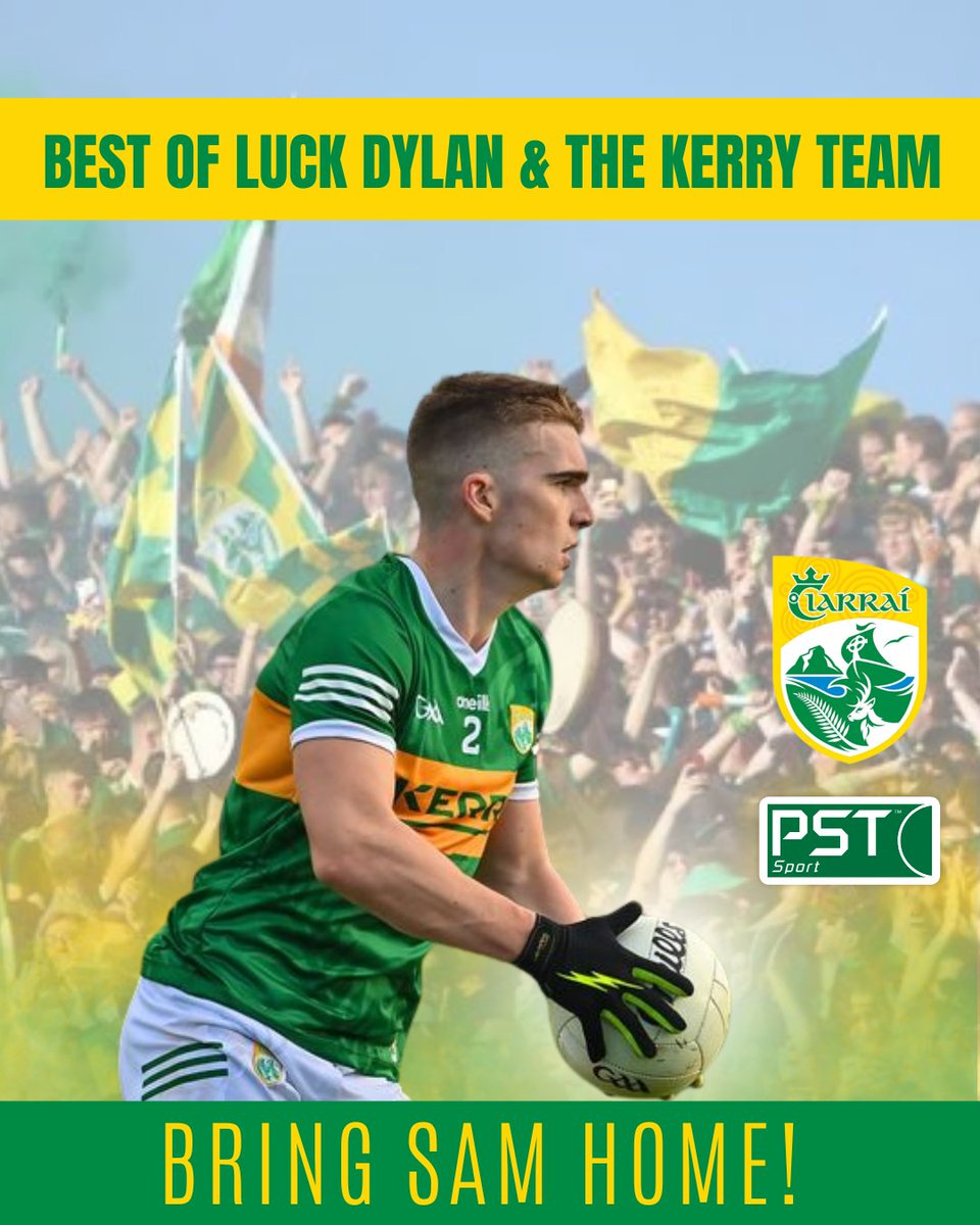 PST_Sport's tweet image. Wishing the very best of luck to Dylan Casey & The Kerry Team in Sunday’s All Ireland Final showdown @Kerry_Official v @donegalgaa.
So proud of you Dylan - we’ll be shouting from the rooftops here at PST Sport 🟢🟡
Bring Sam home! 🏆🔥
#AllIrelandFinal #KerryGAA #HonTheKingdom