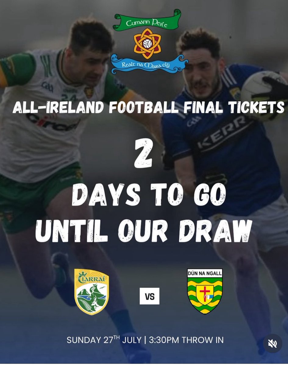 Two days to go! WIN All-Ireland Final Tickets – Kerry v Donegal!

🔥 *2 match tickets up for grabs*

🎫 1 ticket = €10
💥 10 tickets = €50 (5 FREE entries!)

👉 Enter here app.galabid.com/allirelandfina…
#GAAFootballAllireland #ticketfairyireland