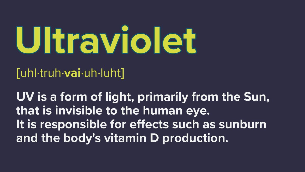 gsc1's tweet image. #ScienceWordOfTheWeek

🌤️ Ultraviolet - UV is a form of light, primarily from the Sun, that is invisible to the human eye.  It is responsible for effects such as sunburn and the body&apos;s vitamin D production.