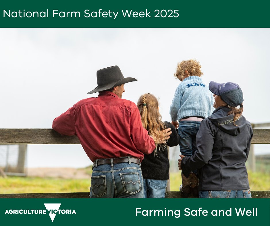 VicGovAg's tweet image. Farms are homes as well as workplaces. This #FarmingSafeandWell tip is to keep the whole family safe on the farm by providing safe boundaries between the home and workplace.
Visit @WorkSafe_Vic to learn more about reducing the risks: worksafe.vic.gov.au/children-farms