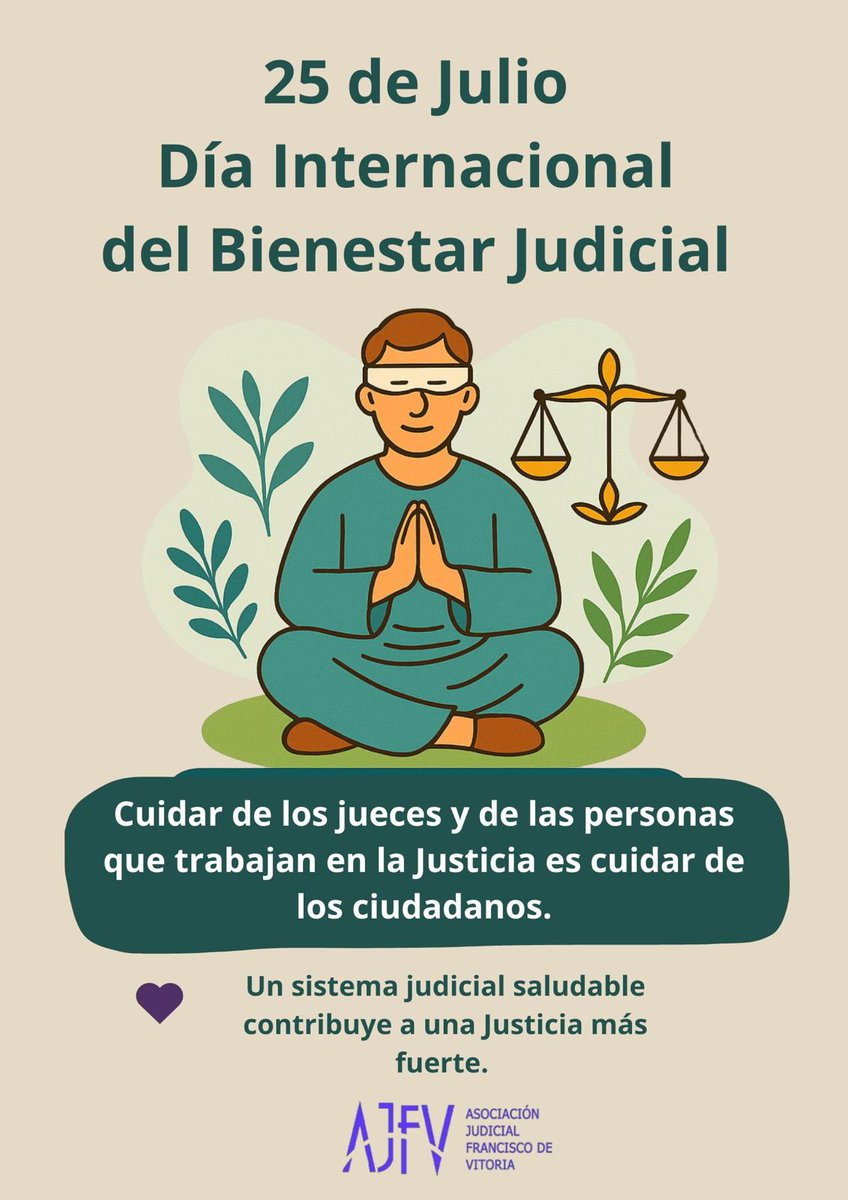 🎊Feliz #25dejulio, Día Internacional del #Bienestarjudicial

👉Cuidar de los jueces y de las personas que trabajan en la Justicia es cuidar de los ciudadanos