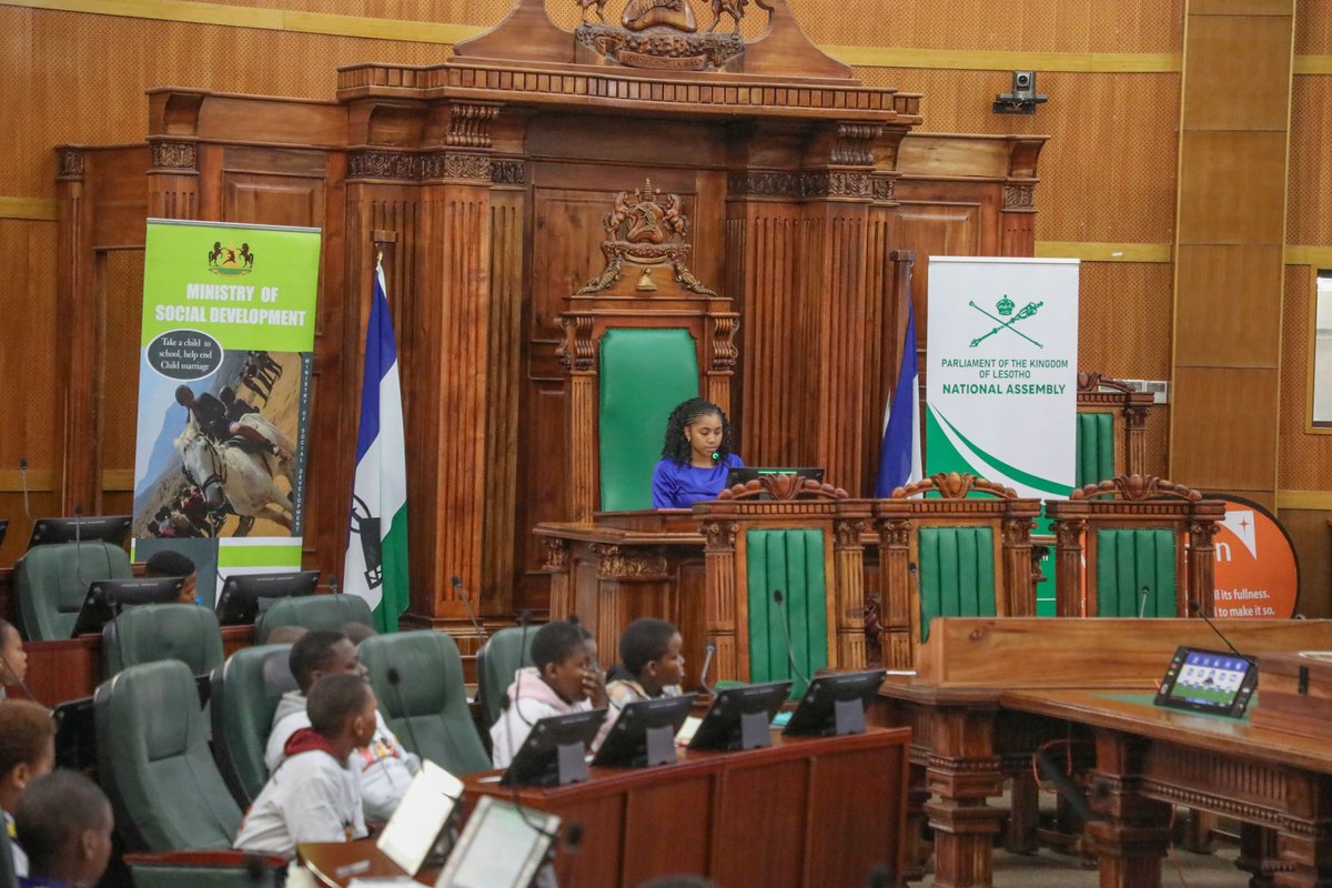 WorldvisionLS's tweet image. 👑 HRH Princess Senate Seeiso at #ChildParliament:
“Children deserve to be heard, protected, educated &amp;amp; given real opportunities to thrive.”
She urges leaders to listen attentively to children and act on their concerns.
Let’s put children first! 💬👧🏾🧒🏼
#Lesotho #ChildRights