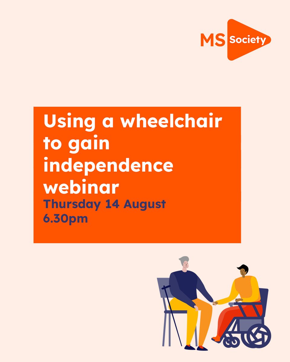 mssocietyuk's tweet image. Join us for our using a wheelchair to gain independence webinar!
We’ll be joined by Pete Donnelly, a wheelchair user of 19 years ♿
He'll chat to us about wheelchair skills and types of wheelchairs.
📆 Thursday 14 August
⏰ 6.30pm
Find out more: mssoc.uk/4o3ZGiZ
