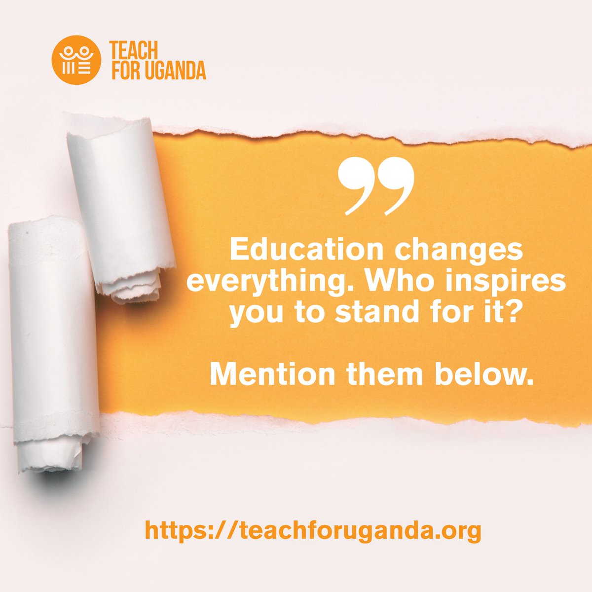 Who made you believe that education can change everything?. Tag them below and let them know they made a difference.

#TeachForUganda #EducationTransforms #GratitudePost #ChangemakersInEducation #BelieveInThem