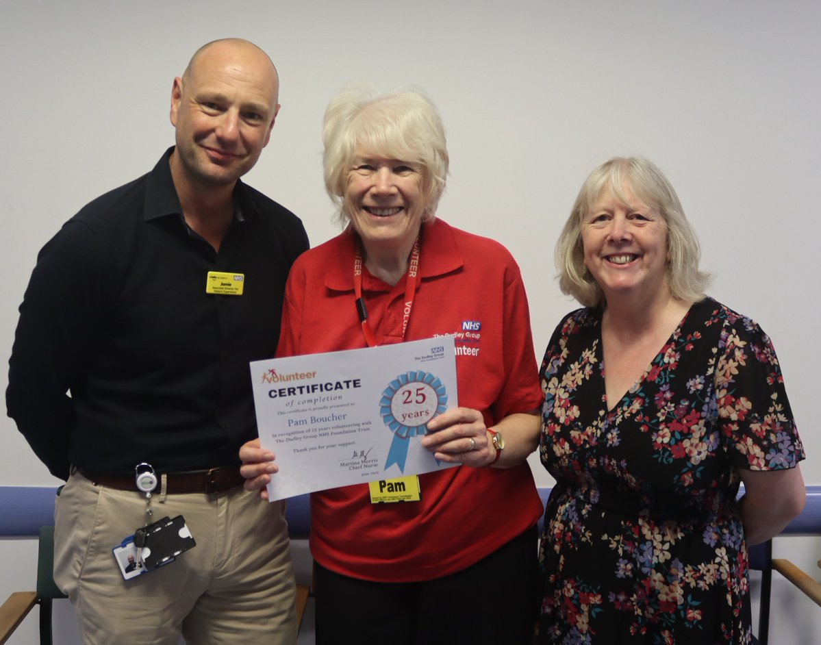 DGFTVolunteers (@dgftvolunteers) on Twitter photo Many thanks to Pam for completing more than 25 years volunteer service <a href="/DudleyGroupNHS/">The Dudley Group</a>. A lovely lady, supporting both our medical outpatients department and out of hours volunteers' hub. We don't know what we would do without you! Many thanks to Pam for completing more than 25 years volunteer service <a href="/DudleyGroupNHS/">The Dudley Group</a>. A lovely lady, supporting both our medical outpatients department and out of hours volunteers' hub. We don't know what we would do without you!