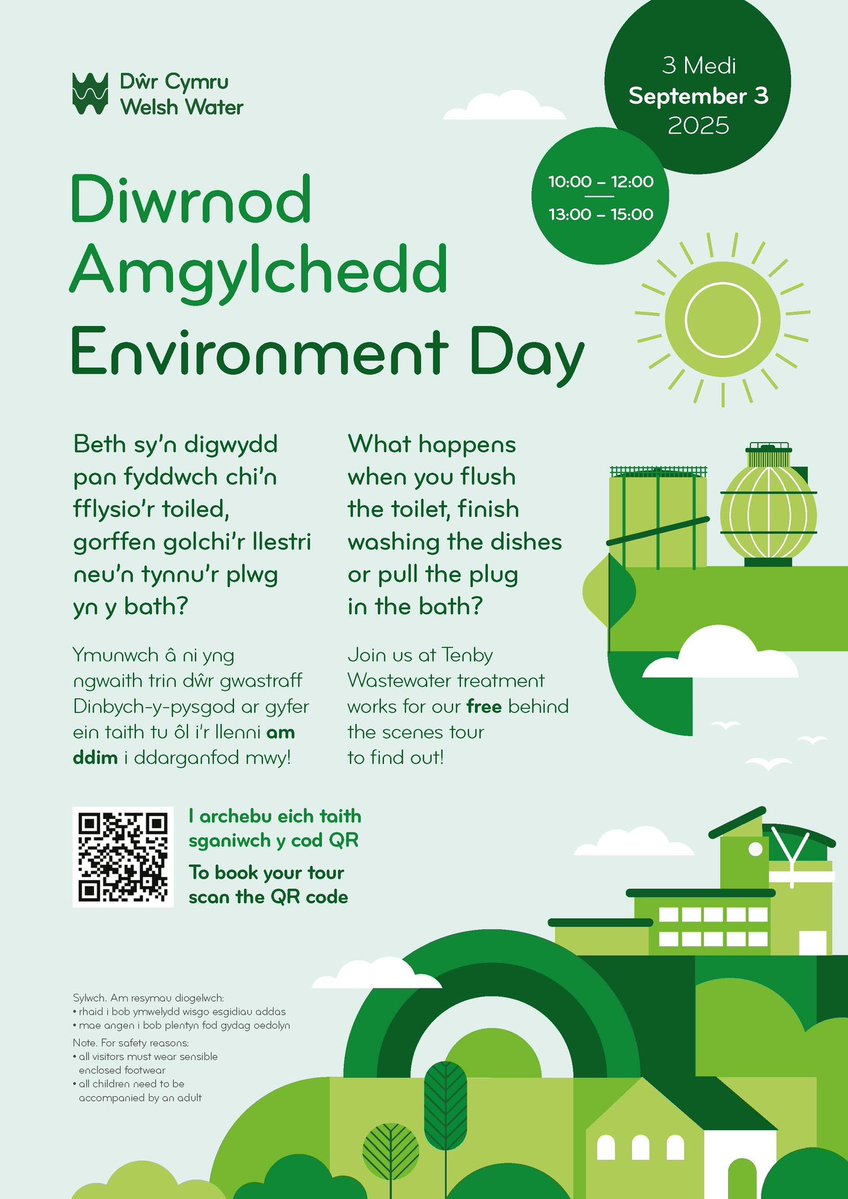 darwincentre's tweet image. Ever wondered what happens to the water when you flush the toilet? Join the team @DwrCymru to find out! Scan the QR code to book a place on their environment day in Tenby on 3rd Sept #watertreatment #welshwater #BehindTheScenes