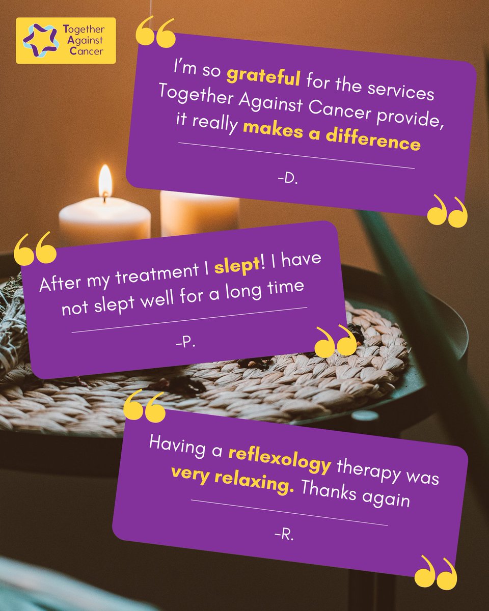 TACorguk's tweet image. Studies show that therapies like reflexology can help calm the nervous system, improve sleep &amp;amp; reduce anxiety. For many of our visitors... it could even mean the difference between disrupted sleep, to the first full night of rest in weeks! 💤💜 #FreeCancerSupport