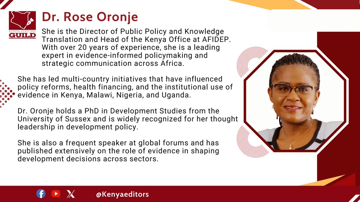 KenyaEditors's tweet image. Dr. Rose Oronje, Director, Public Policy and Knowledge @Afidep: We must acknowledge that health is not the hospital. Health is about how we live our lives every day—what we eat, how we move, how we manage stress.
#KEGThoughtLeadership
#ODACutsImpact
