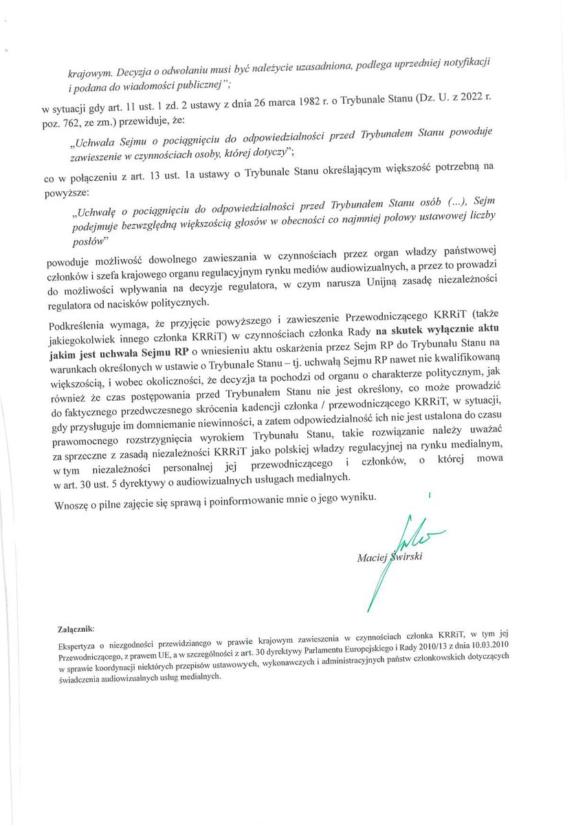 Złozyłem petycję do Parlamentu Europejskiego w sprawie naruszenia przez władze wykonawcza i ustawodawczą niezależności regulatora audiowizualnego w Polsce (KRRiT), który jest chroniony w prawem europejskim (Audiovisual Act). Dokument w załączeniu. Można poprzec tę petycję: