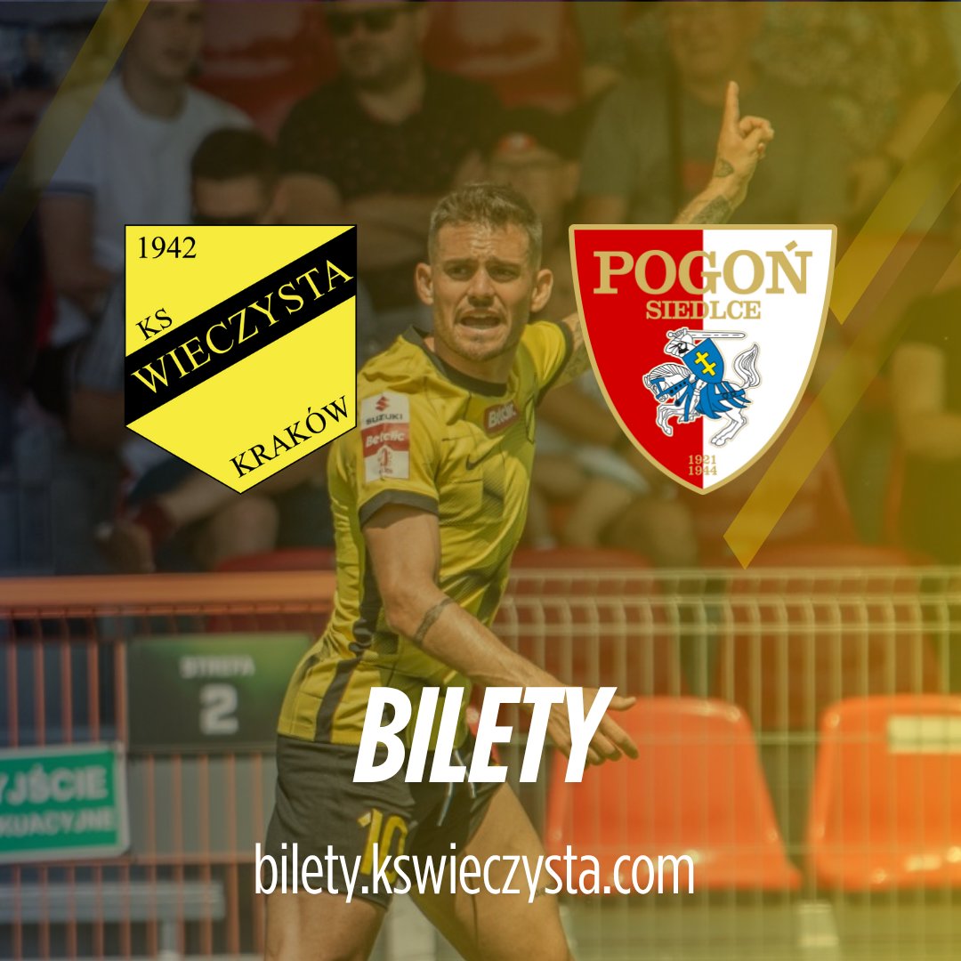 🎟️ Dziś o 13:00 rusza sprzedaż biletów na niedzielny mecz Wieczysta Kraków - Pogoń Siedlce!
Zarezerwuj swoje miejsce 👉 bilety.kswieczysta.com
Do zobaczenia na meczu! 🟡⚫