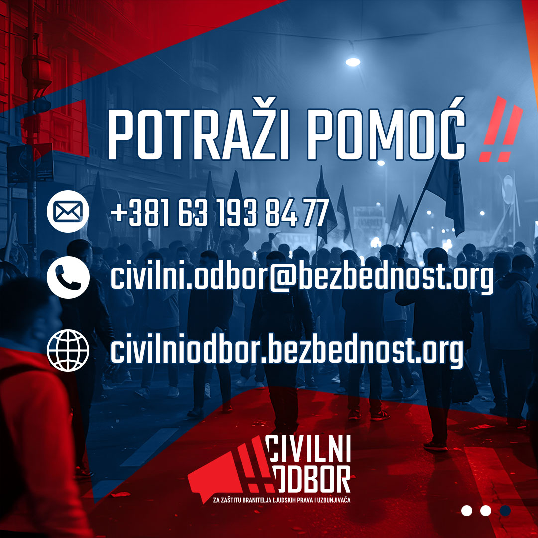 Ako te privedu policija ili BIA, važno je da znaš svoja prava i da znaš kome možeš da se obratiš za pomoć.

👉🏻 civilniodbor.bezbednost.org