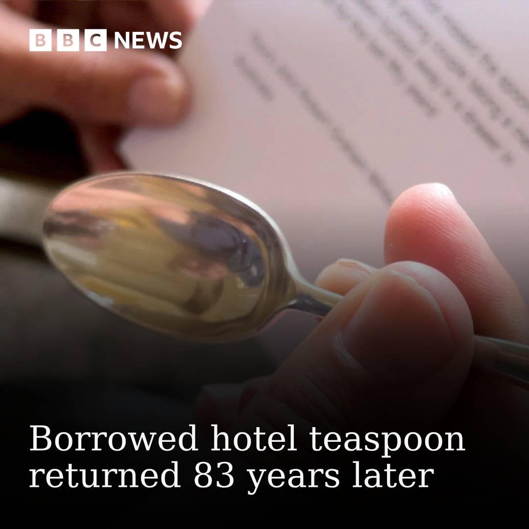 BBCSouthNews's tweet image. A silver teaspoon taken from a Portsmouth hotel during WW2 has taken quite the journey and ended up in Australia. 馃嚘馃嚭
Read more here: bbc.in/4mbiWcH
