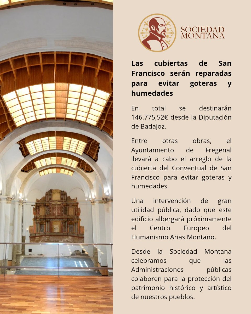 Las cubiertas del convento de San Francisco serán reparadas para evitar goteras y humedades por el Ayuntamiento de Fregenal, gracias a fondos de la <a href="/DipdeBadajoz/">Diputación de Badajoz</a>.