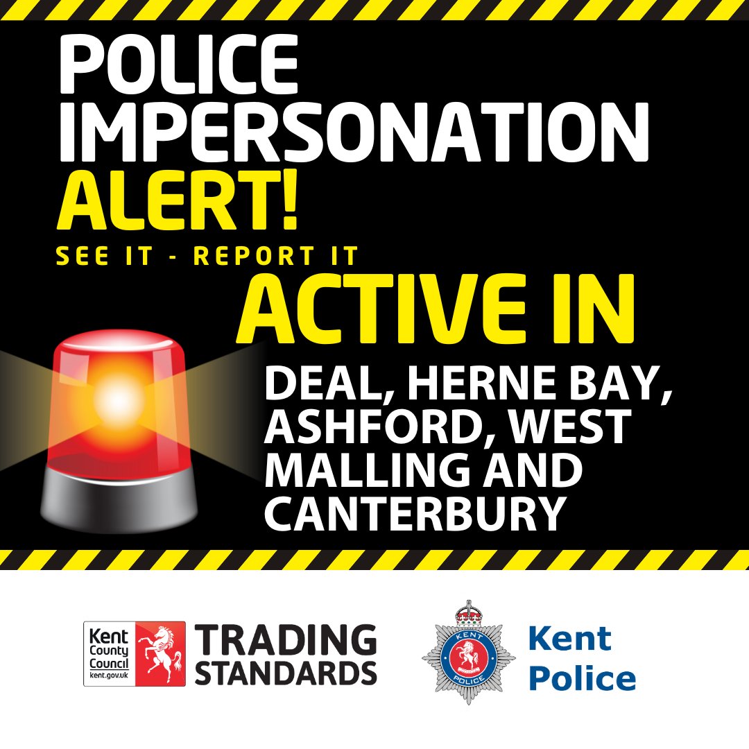 #ScamAlert⚠️ We have received numerous reports of #CourierFraud/Police Impersonation in Deal, Herne Bay, Ashford, West Malling and Canterbury.

❌ Reports state residents receive a call from someone saying they are DC Rob Williams of Met Police.

One incident the residents was
