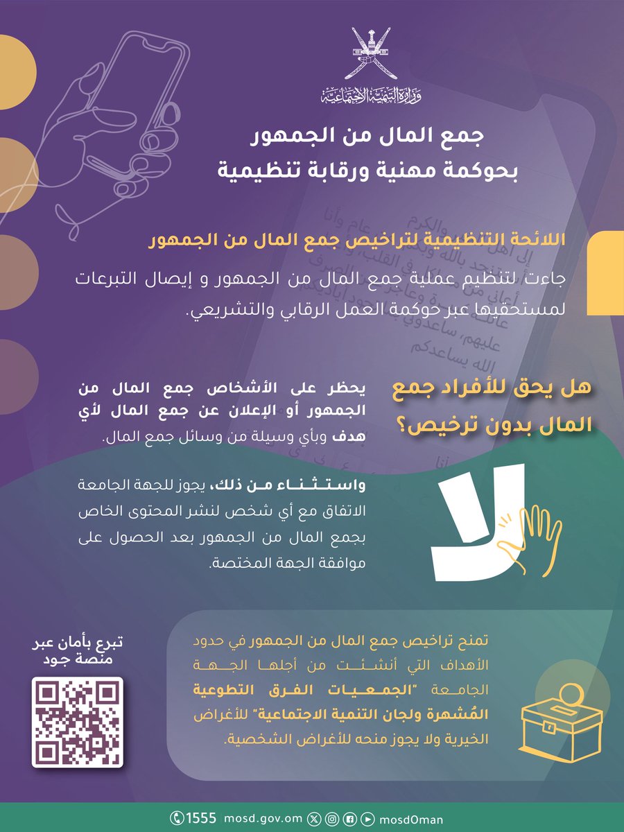 Mosdoman's tweet photo. تنظيم جمع التبرعات يعزز الثقة.. واللائحة التنظيمية وضعت لضمان وصول التبرعات لمستحقيها بأمان. https://t.co/wQXMqQIjcJ