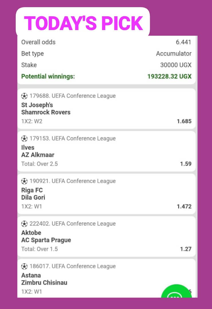 Todayz_Pick's tweet image. THURSDAY PICK............
"Europa & Conference league"
TOTAL ODDS: 6+🔥
80% Trusted.............
FANSPORT CODE: 3481F
Register here 👇
cutt.ly/vrI8aK1w
Claim 200% Bonus