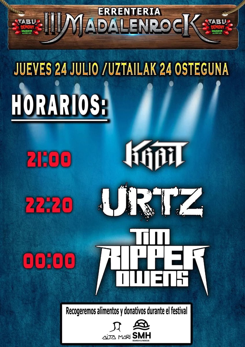 MetalGuardianes's tweet photo. Después de la experiencia de ayer hoy es día de concierto, hoy toca III Madalenrock #Urtz + #Krait + @TimRipperOwens en Errenteria, festival gratuito, a quién os veo? https://t.co/xlX94uj7HV
