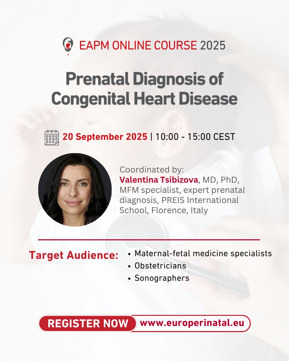 Sharpen your skills in prenatal #CHD diagnosis with this 5-hour online course —featuring expert lectures, case studies, and a unique perspective on fetal heart imaging.

Register here👉: bit.ly/3Uut7Nw