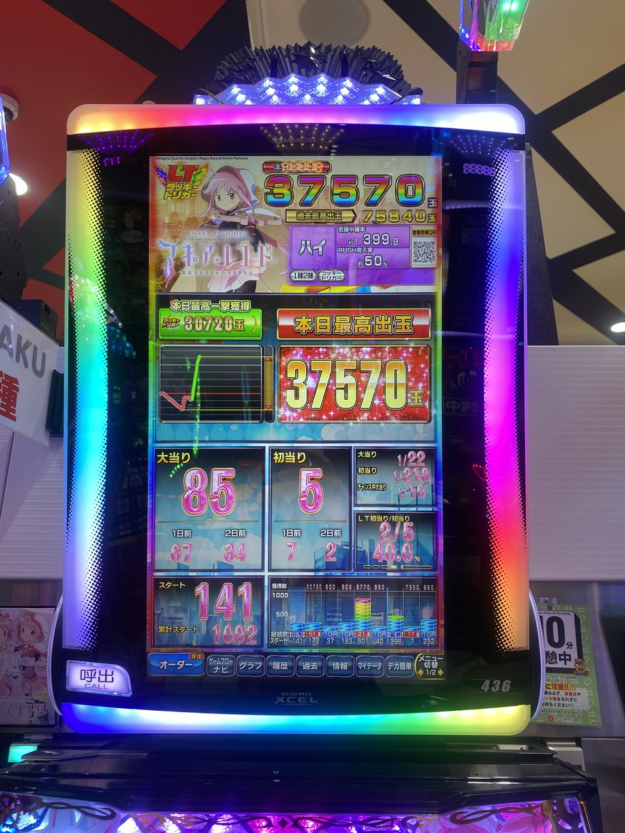 サンシャインKYORAKU平針店 様では、最新データ表示機 『ビグエクセル