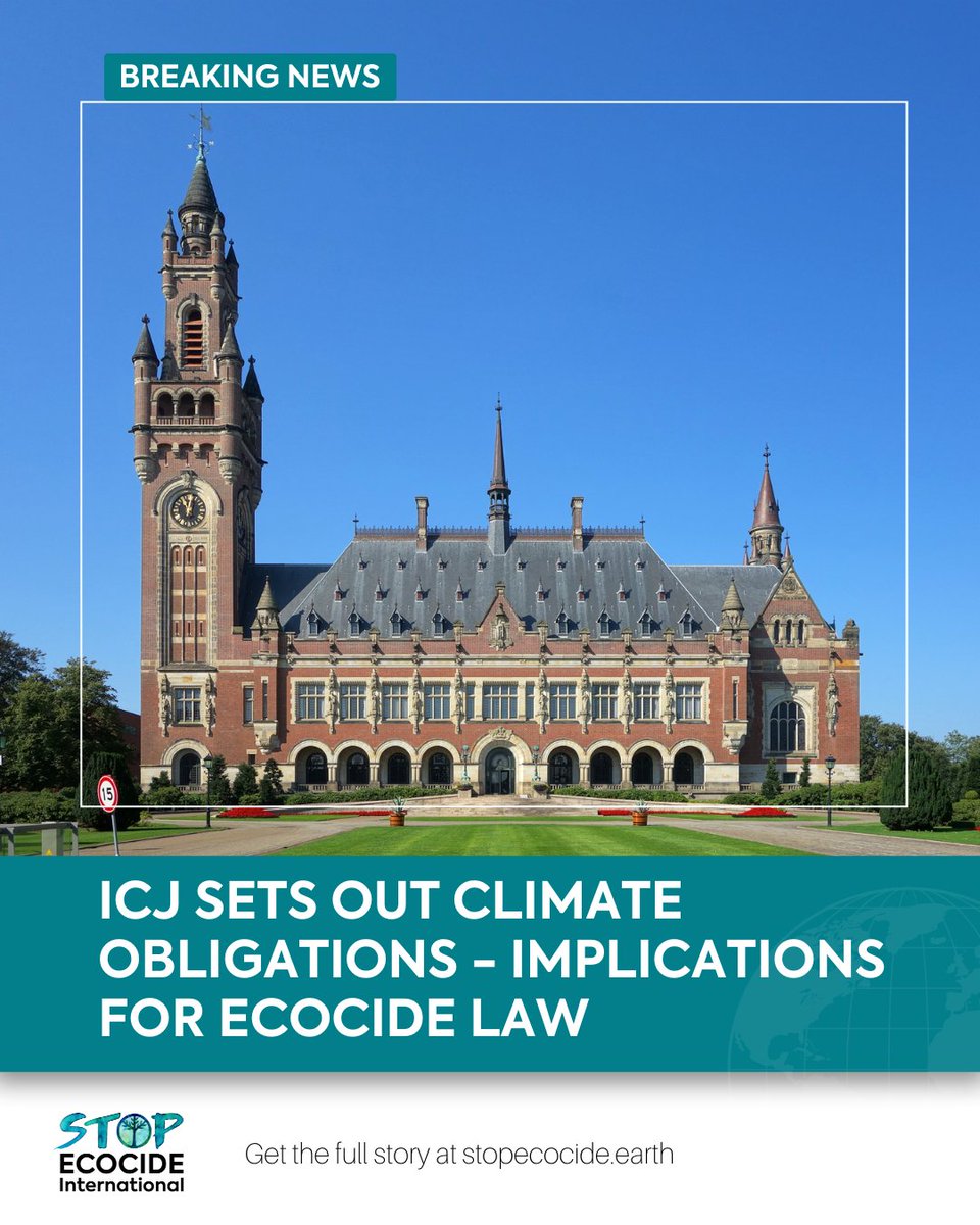📢 #ICJ landmark #ClimateChange Advisory Opinion significantly reinforces case for #ECOCIDELAW.

The court clarified key obligations, incl. that states must act to prevent harm to climate/ environment.

LEARN MORE🔗 stopecocide.earth/bn-2025/intern…

#StopEcocide <a href="/CIJ_ICJ/">CIJ_ICJ</a>