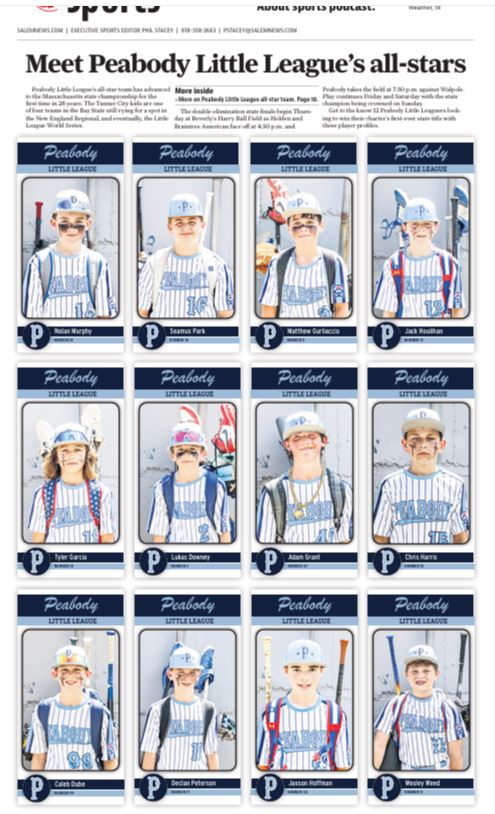 MattWilliams_SN's tweet image. Check out our baseball card portraits and player profiles of the Peabody Little League Williamsport all-stars.
State Final Four begins in Beverly tonight. Double elimination
