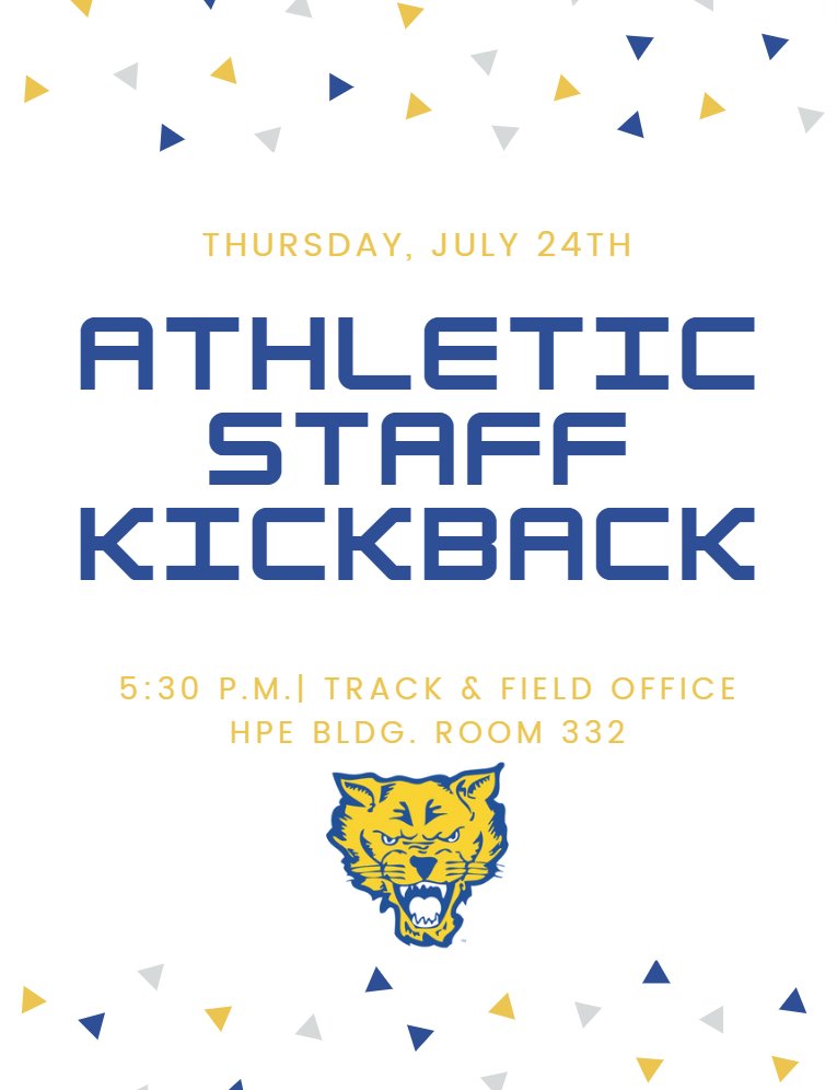 FVSUATHLETICS's tweet image. Tonight is the night!! Athletics is hosting the first annual 'Athletic Staff Kickback'!! Activities start at 5:30 in the HPE Building in room 332!
#StayTheCourse