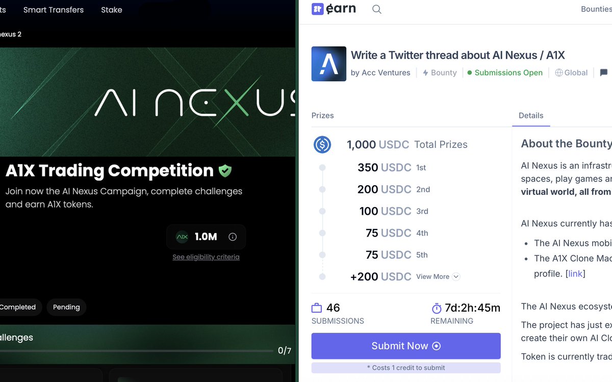 AI Nexus (@_ai_nexus) on Twitter photo 1M $A1X & 1K $USDC to grab with AI Nexus Quests 💰
Complete tasks on <a href="/PulsarMoneyApp/">Pulsar.Money「 -o- 」</a> or write a thread about AI Nexus with <a href="/SuperteamEarn/">Superteam Earn</a> to win your share of the prize pool.
Links below 👇 1M $A1X & 1K $USDC to grab with AI Nexus Quests 💰
Complete tasks on <a href="/PulsarMoneyApp/">Pulsar.Money「 -o- 」</a> or write a thread about AI Nexus with <a href="/SuperteamEarn/">Superteam Earn</a> to win your share of the prize pool.
Links below 👇