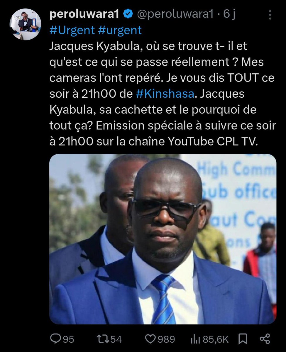 #Pero avait juré que ses caméras ont vu #Jacques_Kyabula en #Afrique_du_Sud, dans la maison de #Kabila, entrain même de manger 🥣 😂😂

Si #Jacques_Kyabula était bel et bien chez lui à #Lubumbashi dans sa maison…