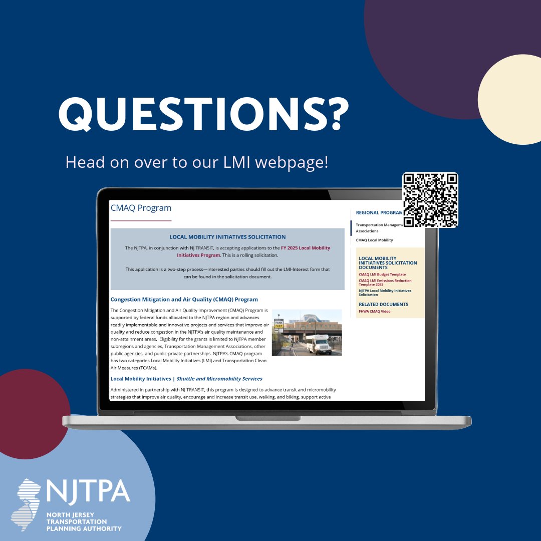 NJTPA's tweet image. The Local Mobility Initiatives is designed to advance transit AND #micromobility strategies that improve air quality, encourage and increase #transit use, #walking, and #biking, support active #transportation, and improve personal mobility. Learn more: l8r.it/vxJP