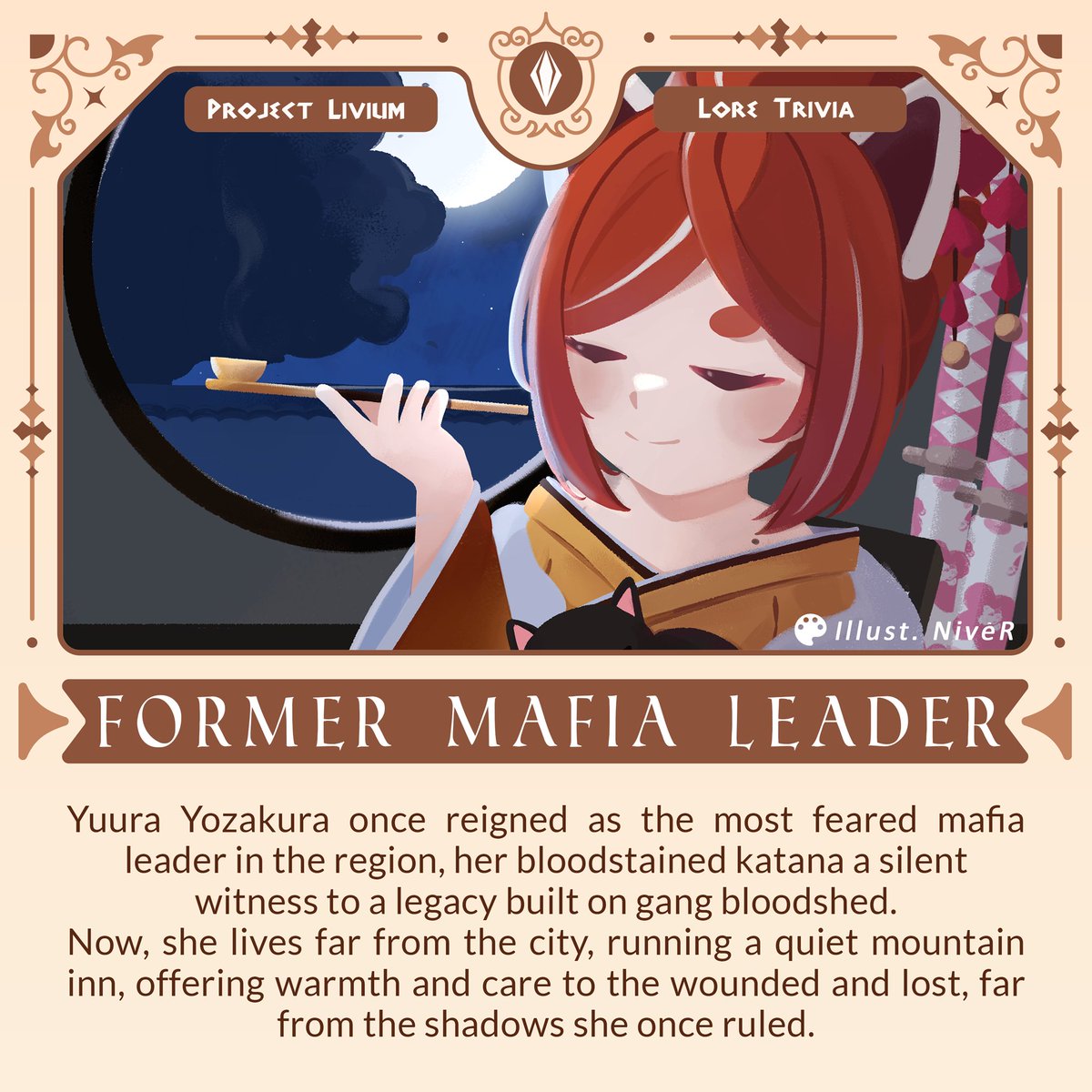 ProjectLivium's tweet image. LIVIUM LORE TRIVIA #9
🌸 "Former Mafia Leader"
#LiviumLore