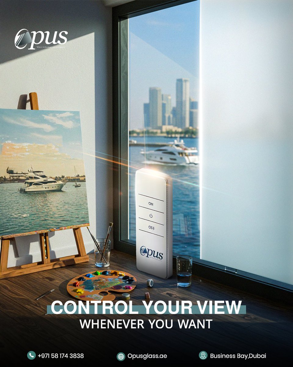 OpusglassAe's tweet image. مع فيلم أوبوس الذكي ، يتحول الزجاج إلى زجاج ذكي: تصميم أنيق، أداء ذكي، وخصوصية بلمسة واحدة.

With Opus Smart Film, glass becomes intelligent: sleek design, smart performance, and privacy at a touch.
+971 581743838

#SmartPrivacy #ControlYourSpace #Dubai #OpusSmartFilm