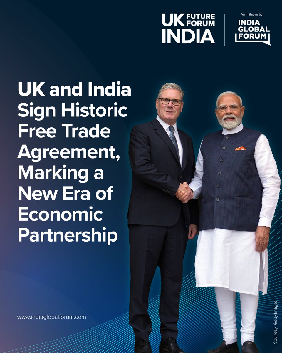 IGFupdates's tweet image. *A Landmark in Global Trade Partnerships*
Today, the United Kingdom and India signed a historic Free Trade Agreement, paving the way for deeper economic integration, expanded market access, and stronger bilateral ties in the years ahead.
This milestone represents not just…