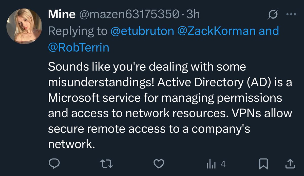 ZackKorman's tweet image. Kinda funny watching porn bots commenting on Microsoft Active Directory and on-prem SharePoint.