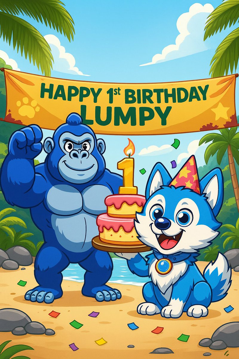 basedhusky's tweet image. 🎉 Happy 1st Birthday to @lumpyonbaseCTO 🎂 🦍
Big respect and appreciation to our simian friend for staying based, united, and unstoppable over this first wild year!
$LUMPY has shown what happens when memecoins build with heart and put community first. 💙
Here’s to many more…
