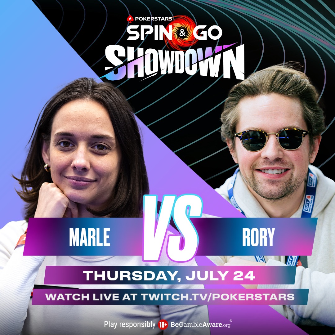 Nicholas Walsh (@nickwalshtv) on Twitter photo ⚡️ Spin & Go Showdown⚡️
Episode #24: <a href="/PokerStars/">PokerStars</a> MORE showdown!
Today's Match Up: <a href="/MarleSpragg/">Marle Spragg</a> vs <a href="/Chelsearory/">Rory Jennings 🍊🦩</a>
When: 14:00 UK
Watch: twitch.tv/pokerstars ⚡️ Spin & Go Showdown⚡️
Episode #24: <a href="/PokerStars/">PokerStars</a> MORE showdown!
Today's Match Up: <a href="/MarleSpragg/">Marle Spragg</a> vs <a href="/Chelsearory/">Rory Jennings 🍊🦩</a>
When: 14:00 UK
Watch: twitch.tv/pokerstars