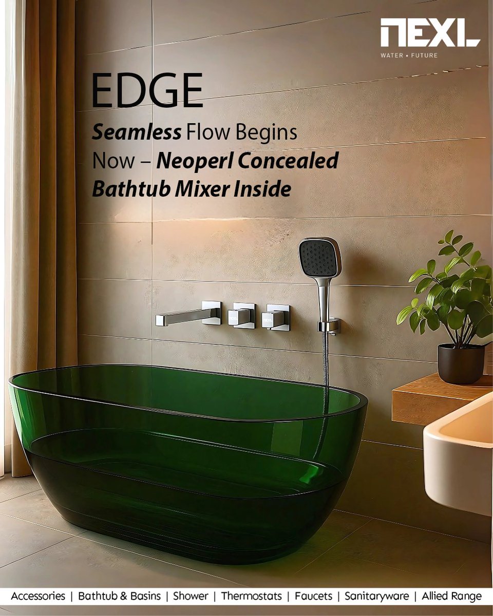 NexlOfficial's tweet image. Transform your bathing experience with the Neoperl Concealed Bathtub Mixer – now seamlessly integrated in our latest EDGE collection.

📞 Call/WhatsApp: +91 84603 69250

🌐 Explore more: nexl.in
.
.
.
#ShowerSystem #ModernShower #SmartShowering #RainShower #NEXL