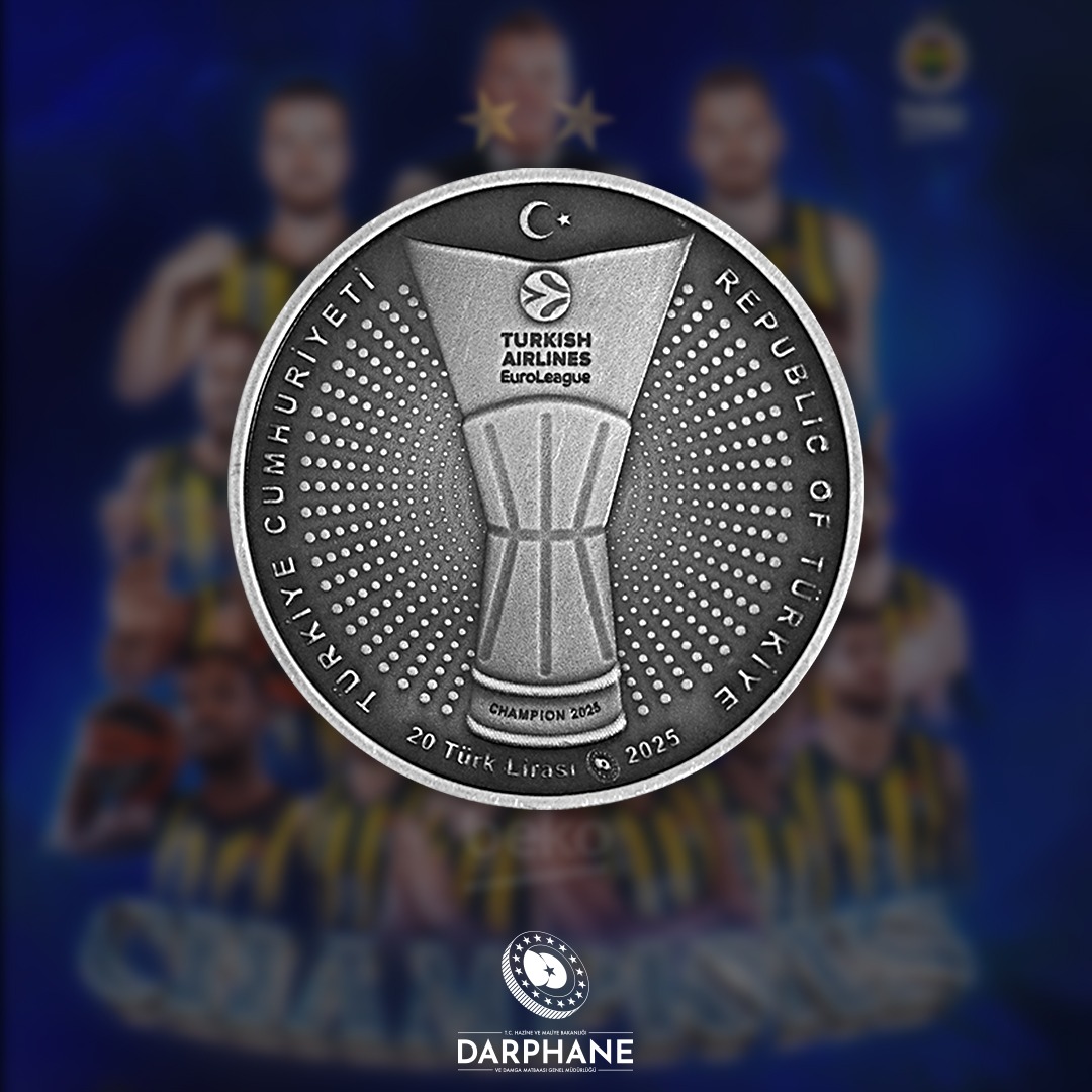 Fenerbahçe Beko 2025 Turkish Airlines Euroleague Şampiyonluk Hatıra Parası, 25.07.2025 Cuma Günü Saat 11:00'da satışa sunulacaktır.
Hatıra Para satışa sunulduğunda aşağıdaki bağlantı üzerinden temin edebilirsiniz.
emagaza.darphane.gov.tr/fenerbahce-bek…