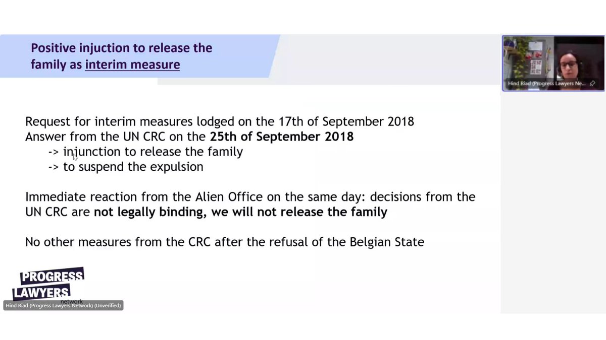 🔊Live <a href="/ICJ_org/">ICJ</a> webinar with Hind Riad, lawyer in the E.B. et al. v. Belgium case before the UN CRC Committee, who provides practical tips for litigation: how to lodge an individual complaint against the detention of a migrant child?
#EndChildDetention
<a href="/ProgressLawyers/">Progress Lawyers</a>