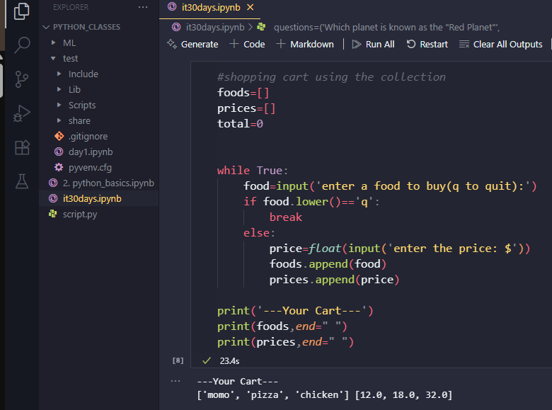 aayuc429143's tweet photo. Day08/30: Today I did some exercise related to the theoretical parts that I studied yesterday; lists, tuple, sets
#pitc30days #primeitclub #pitc_python #learningwithpitc https://t.co/a7H5aOt6TH