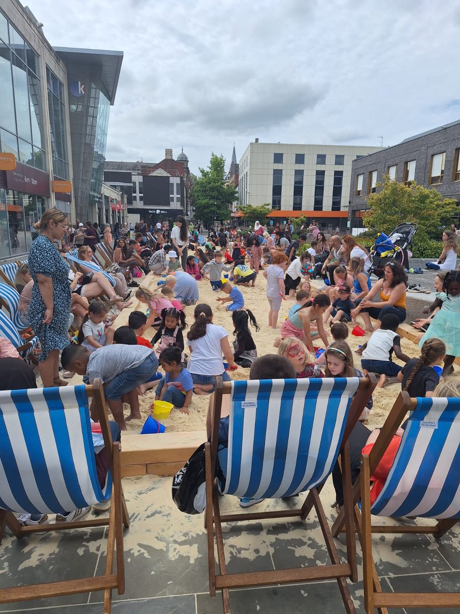 Our Urban Beach will be back in John Frost Square, complete with deckchairs, buckets &amp; spades, giant chairs and a selfie board for the whole of August.
The beach will be open 9am-5pm, seven days a week from August 1st to 31st inclusive.